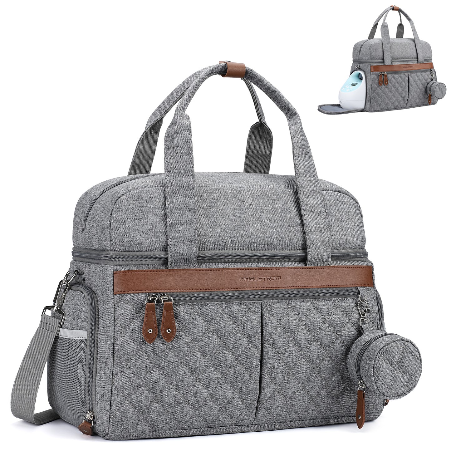 Breast Pump Bag, Diaper Bag Tote, Double-Layer Work Bag