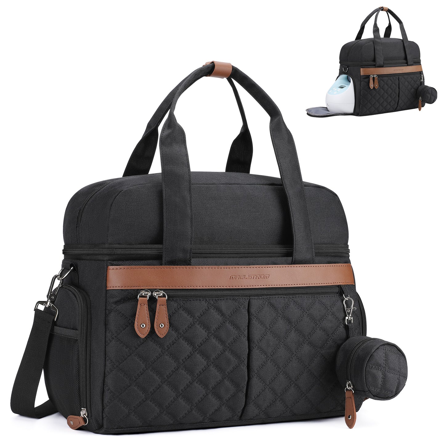 Breast Pump Bag, Diaper Bag Tote, Double-Layer Work Bag