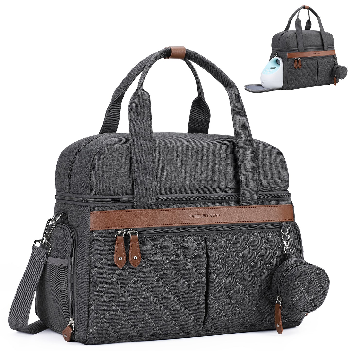 Breast Pump Bag, Diaper Bag Tote, Double-Layer Work Bag
