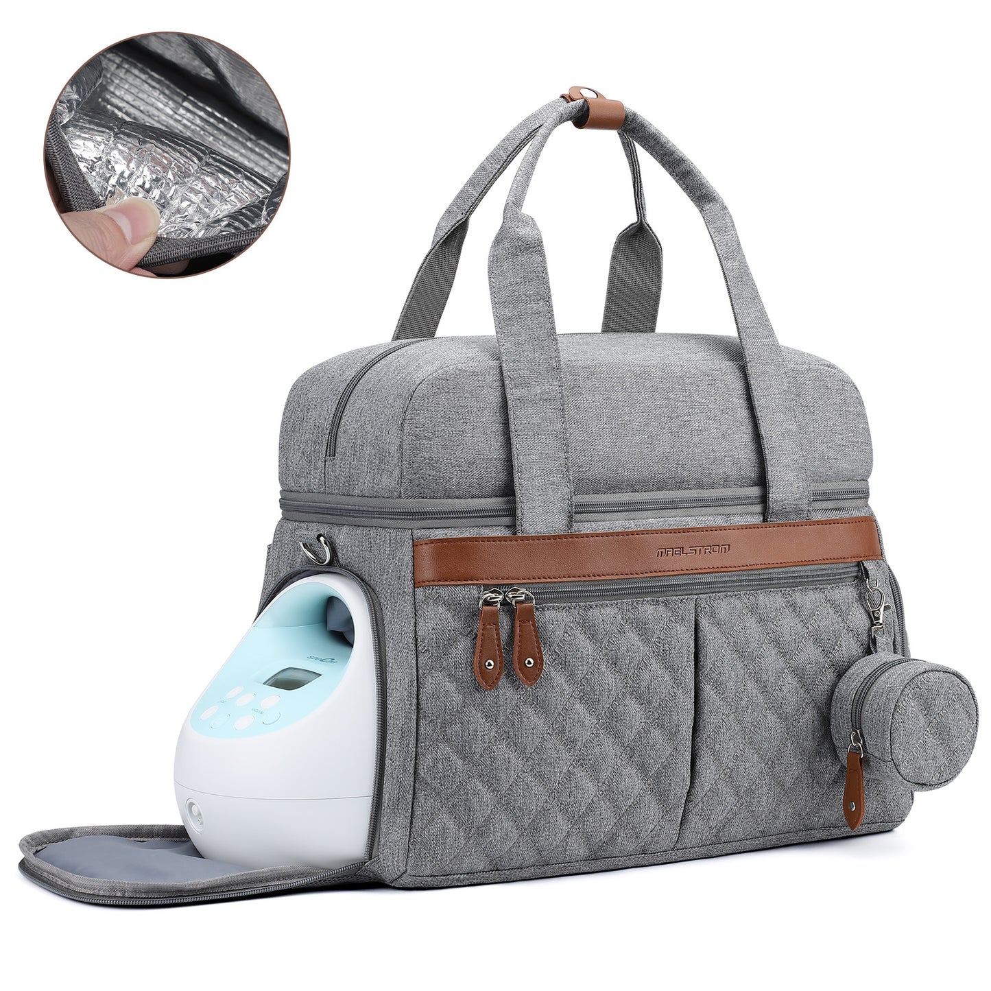 Breast Pump Bag, Diaper Bag Tote, Double-Layer Work Bag