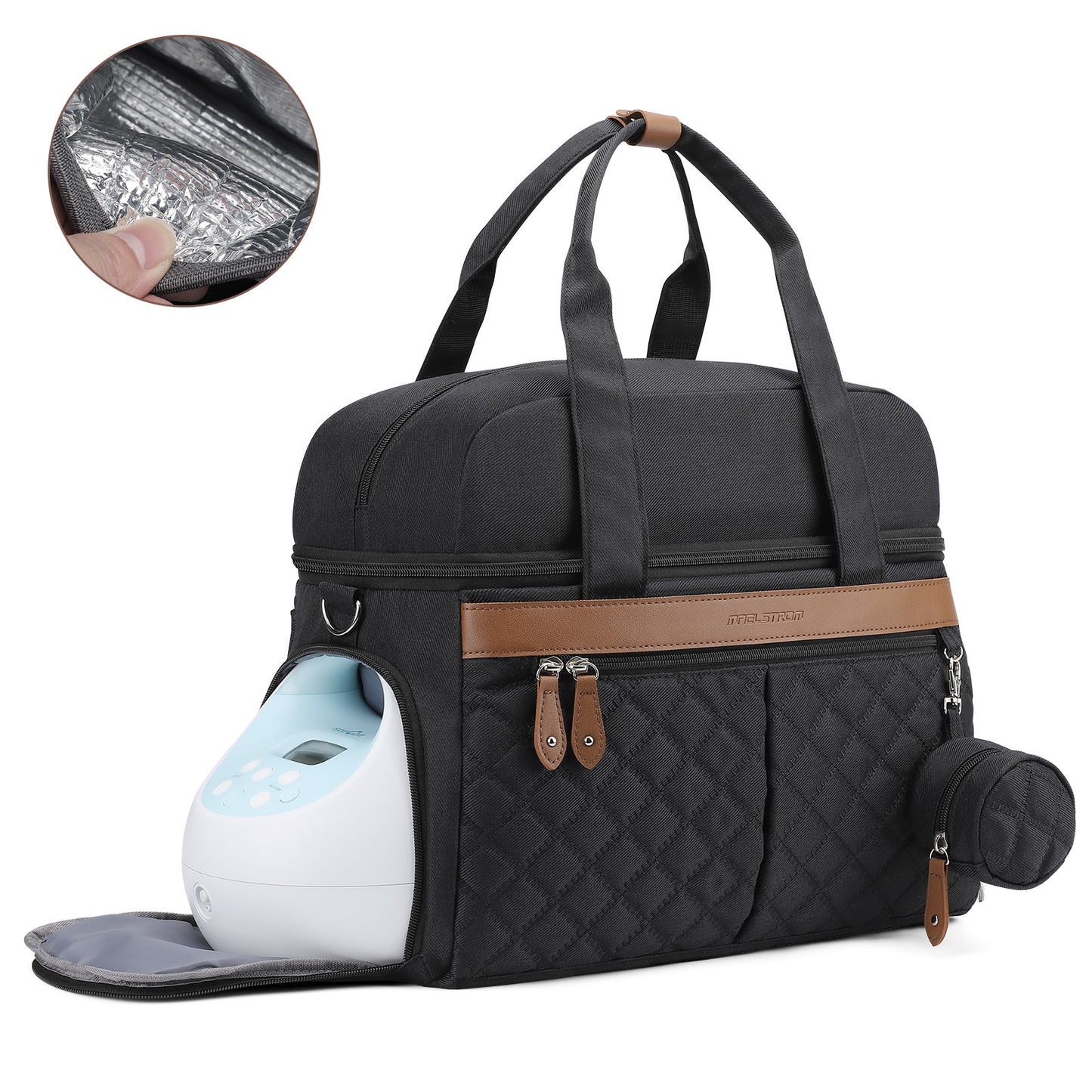 Breast Pump Bag, Diaper Bag Tote, Double-Layer Work Bag