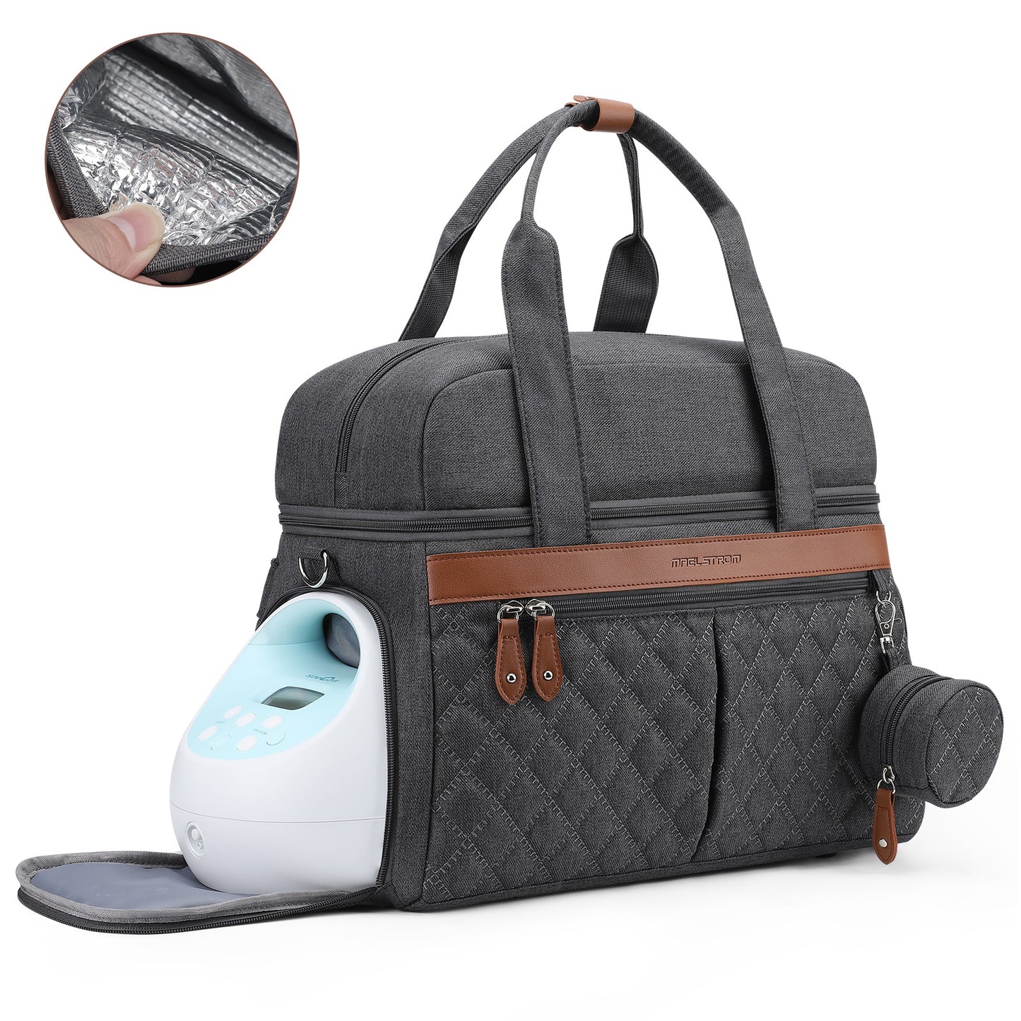 Breast Pump Bag, Diaper Bag Tote, Double-Layer Work Bag