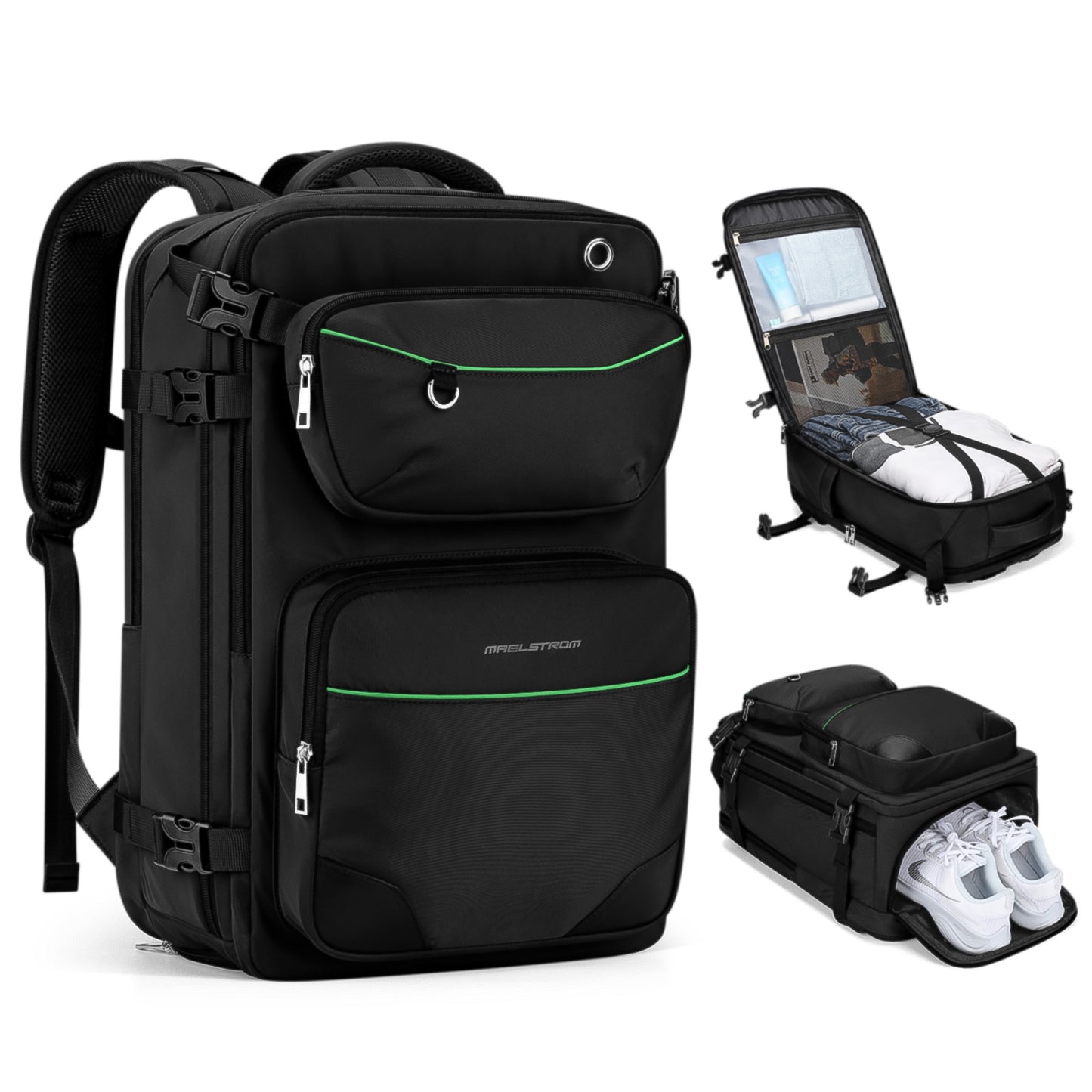 Maelstrom Travel Backpack for Men Women, 35L Carry on Backpack