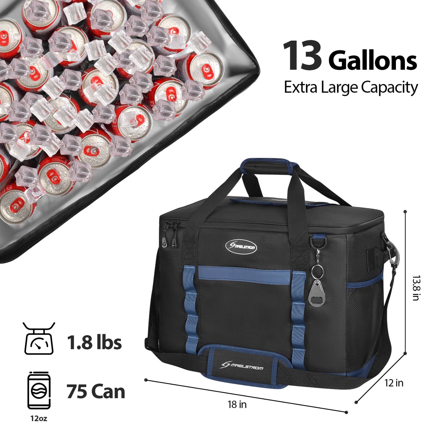 Maelstrom Soft Cooler Bag,75 Cans Collapsible Soft Sided Cooler Bag