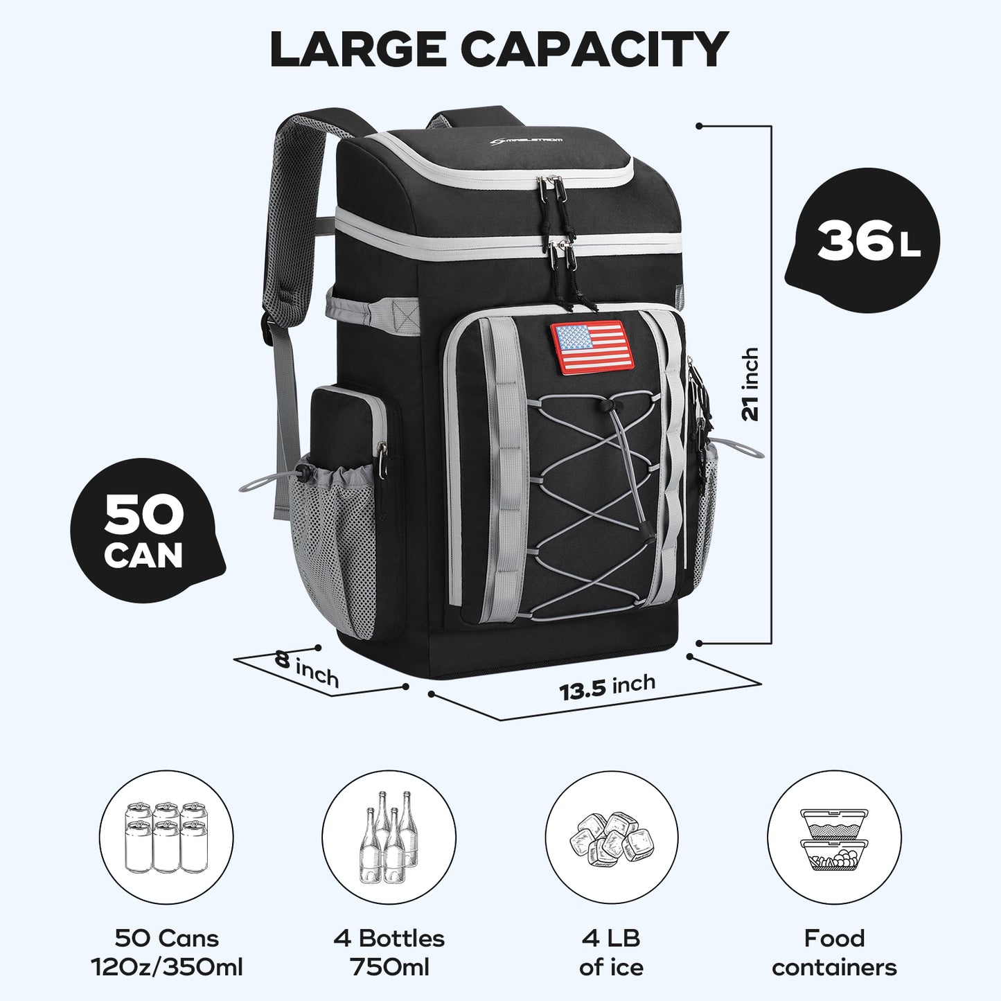 Maelstrom Cooler Backpack,50 Can Insulated Soft Backpack Cooler