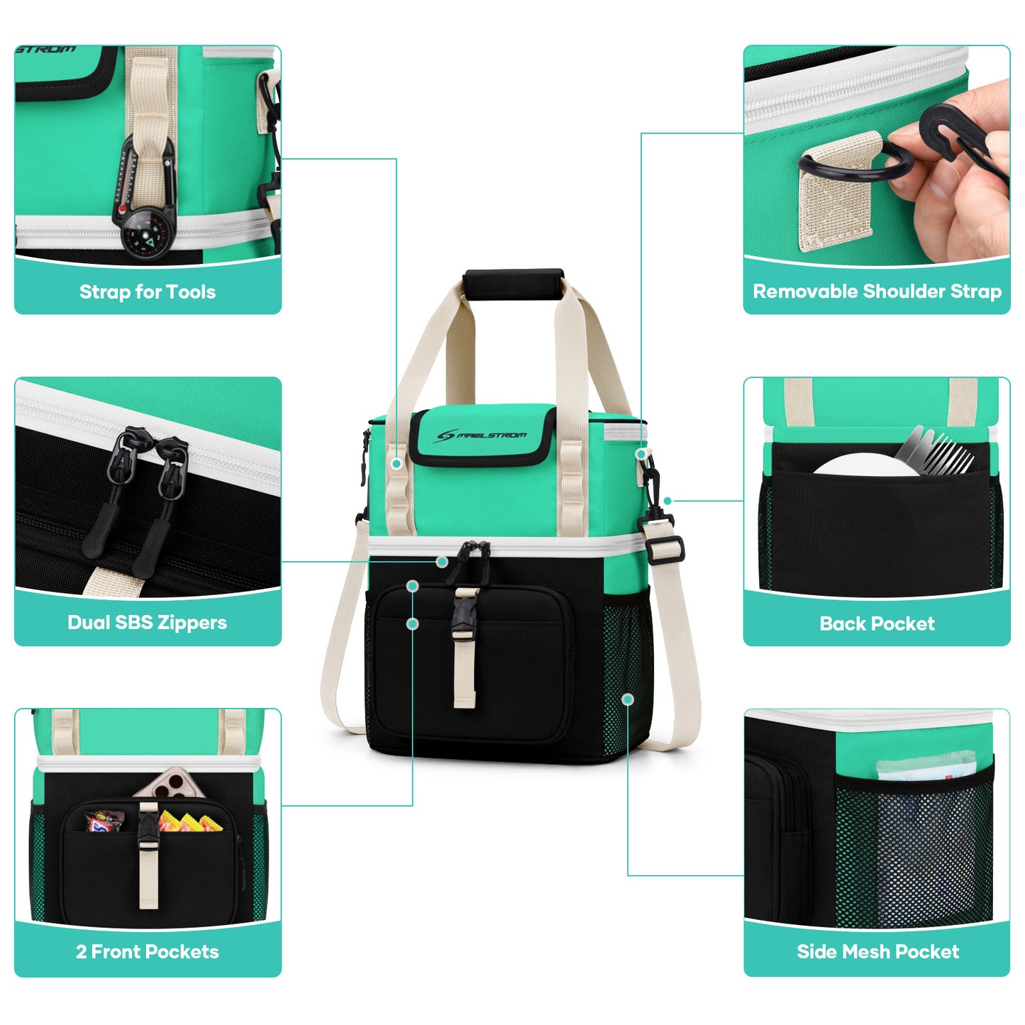 Maelstrom 20L Insulated Lunch Bag , Leakproof Double Deck Cooler Bag