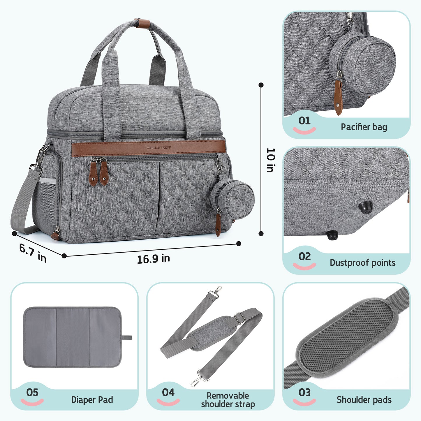 Breast Pump Bag, Diaper Bag Tote, Double-Layer Work Bag
