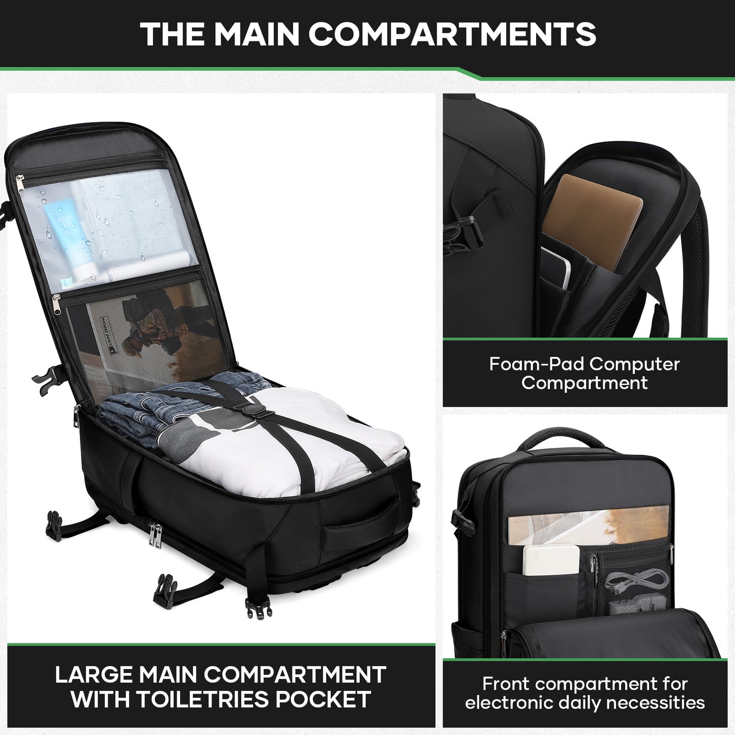 Maelstrom Travel Backpack for Men Women, 35L Carry on Backpack