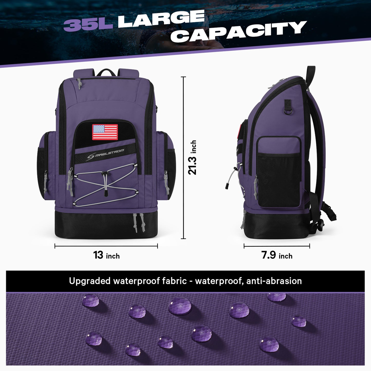 Maelstrom Swim Backpack,35L Swimming bag