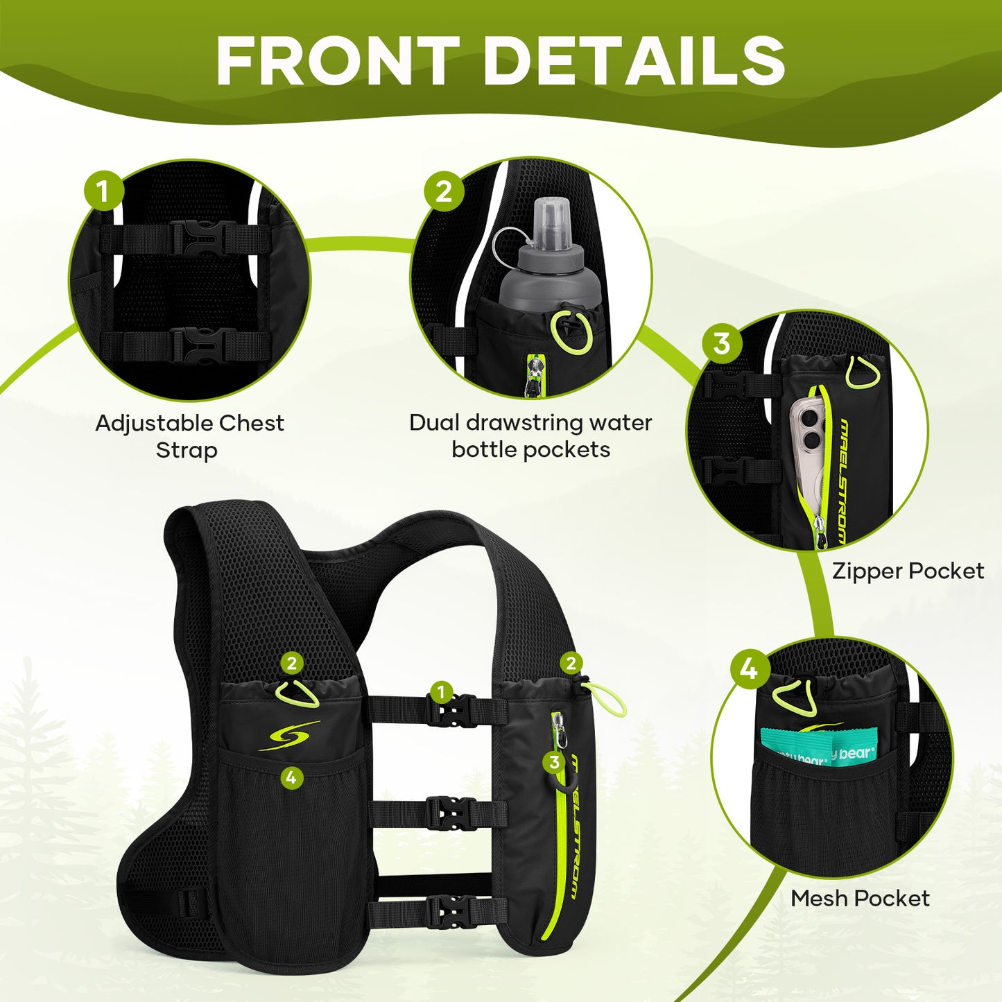 Maelstrom Running Vest for Women Men,Adjustable & Lightweight Hydration Vest