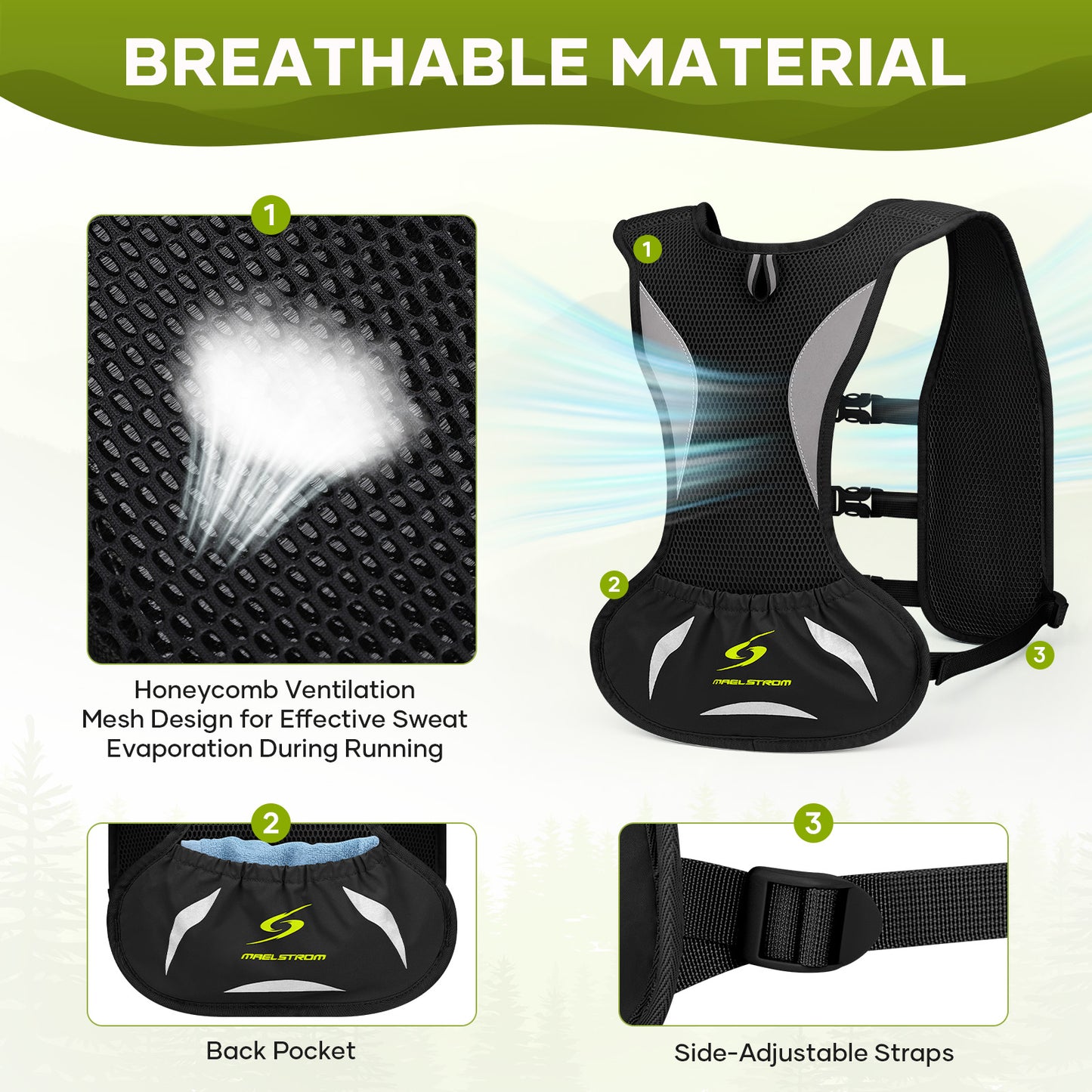 Maelstrom Running Vest for Women Men,Adjustable & Lightweight Hydration Vest