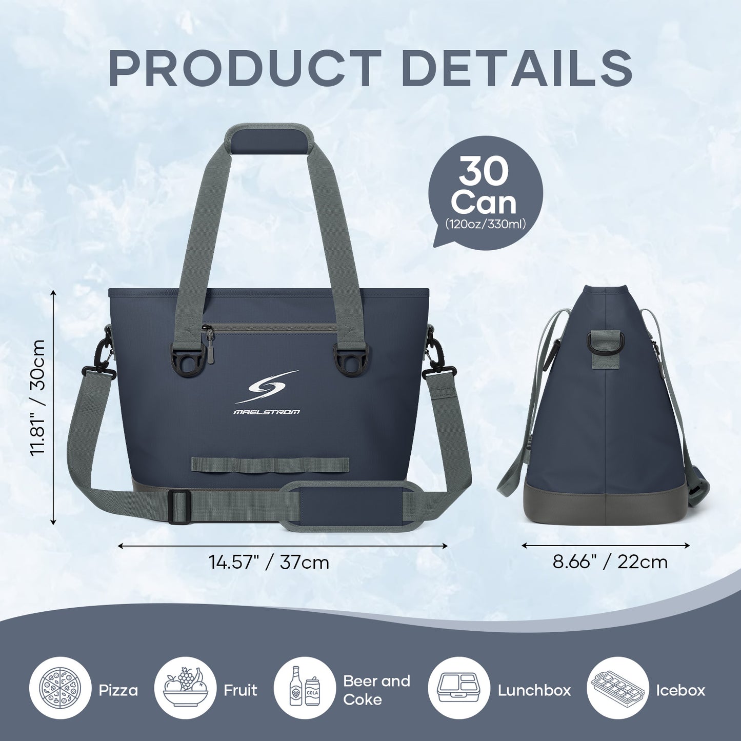 Maelstrom Insulated Cooler Bag,30 Can Collapsible Coolers for Men and Women,Large Leakproof &Waterproof Soft Cooler Makes a Perfect Insulated Grocery,Travel,Beach or Picnic Bags