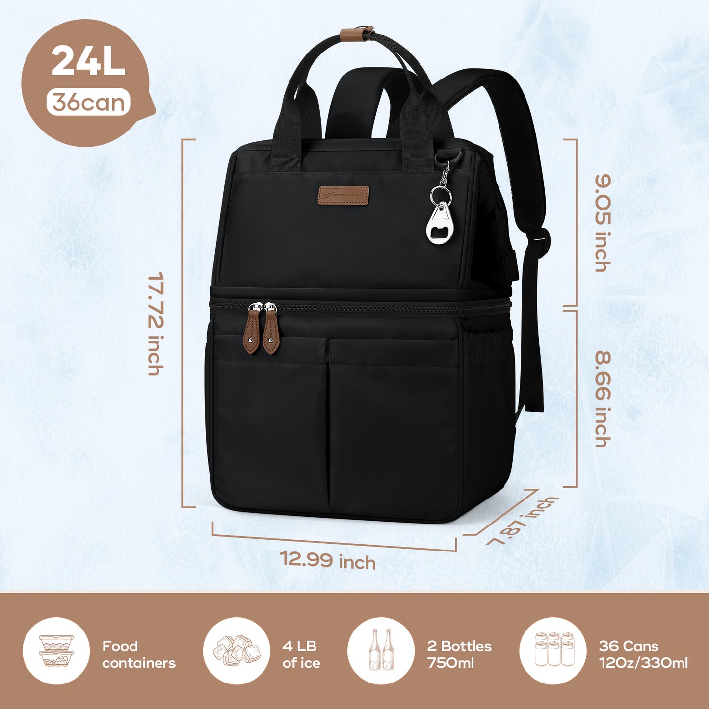 Maelstrom Cooler Backpack, 36 Cans Insulated Backpack Cooler